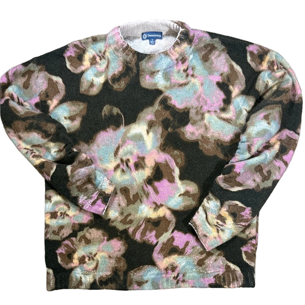 Democracy Floral Crewneck Sweater - Black, Pink, Brown SKU1413